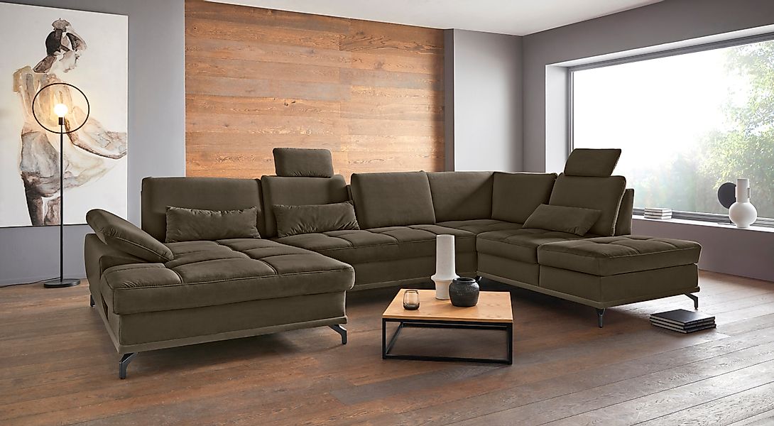 PLACES OF STYLE Wohnlandschaft "Costello U-Form, B: 363 cm mit Sitztiefen-, günstig online kaufen