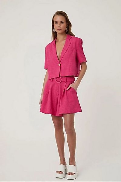 QUZU Kurzblazer Cropped Reverskragen Set mit Kurze Hose (3tlg, mit Gürtel) günstig online kaufen