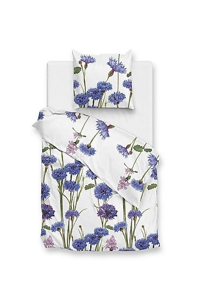 ZO HOME Bettwäsche ZO!Home, Renforcé, 2 teilig, blaue Kornblumen auf weißem günstig online kaufen