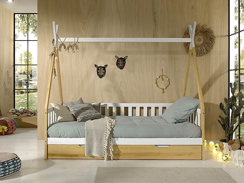 Vipack Kinderbett "Tipi, mit Querstange in Zelt-Optik, Kiefer massiv", (B/H günstig online kaufen