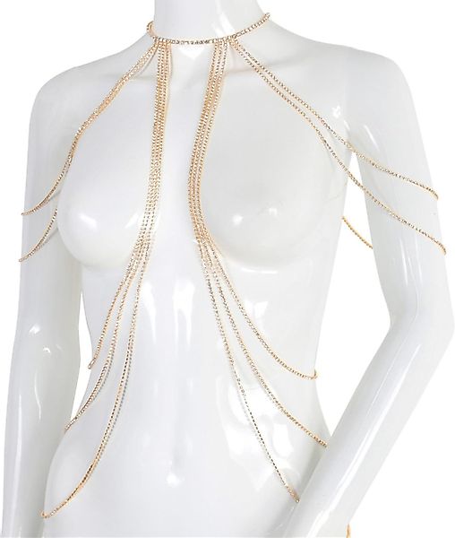 RWEUOQ Kettengürtel Glänzende Schulter-Körper-Ketten, Brust-Ketten (Women's günstig online kaufen