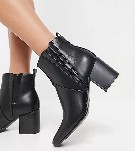 Glamorous Wide Fit – Schwarze Chelsea-Stiefel mit Absatz günstig online kaufen