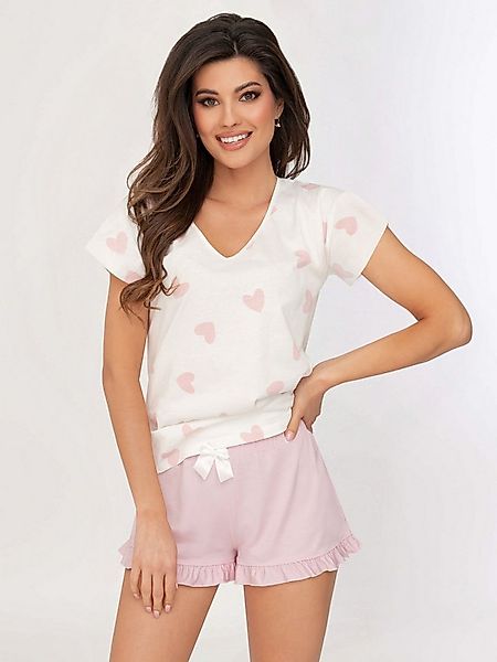 Donna Shorty kurzer Schlafanzug Damen in Puder-Rose (Set, 2 tlg., 1 Stück) günstig online kaufen