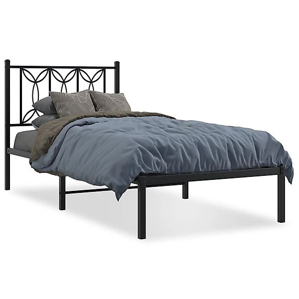 vidaXL Bettgestell mit Kopfteil Metall Schwarz 75x190 cm Modell 42097065 günstig online kaufen
