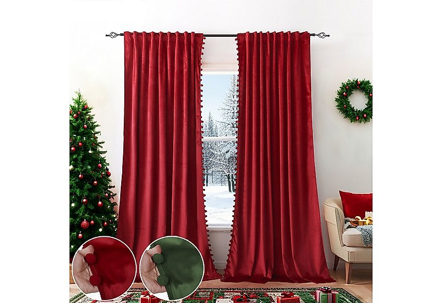 BTTO V&G Gardine Verdunkelungsvorhang,Weihnachtsvorhänge,Samtvorhänge mit P günstig online kaufen