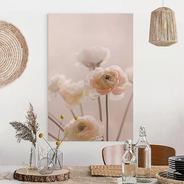 Leinwandbild Zarter Strauch an Rosa Blüten günstig online kaufen