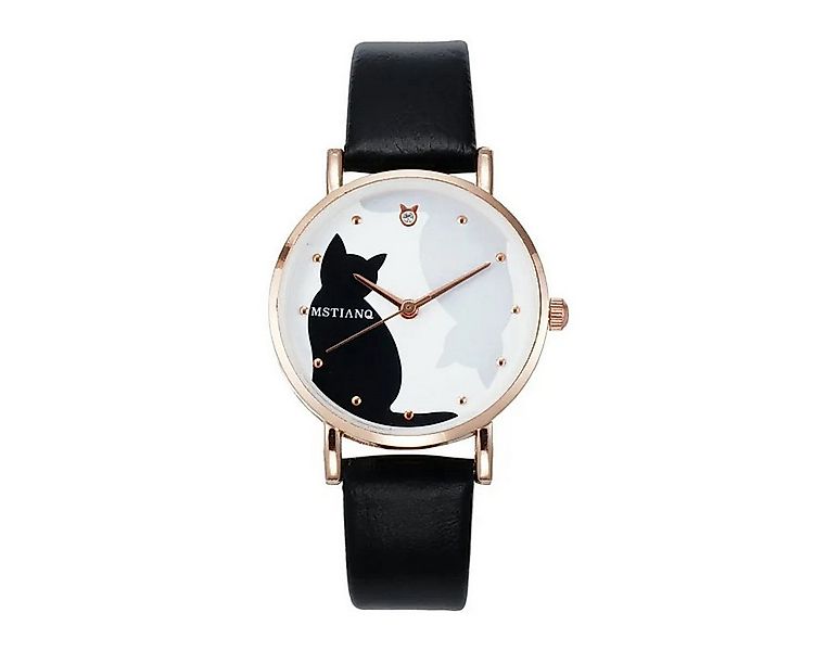 Einkaufszauber Quarzuhr Damen Armbanduhr Schwarze Katze, Schwarze Katze im günstig online kaufen