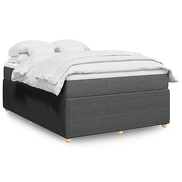 vidaXL Boxspringbett, Boxspringbett mit Matratze Dunkelgrau 140x200 cm Stof günstig online kaufen
