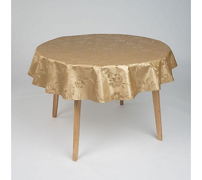 laro Tischdecke runde 140 cm Wachstuchtischdecke Garten Dahlia Gold Geprägt günstig online kaufen