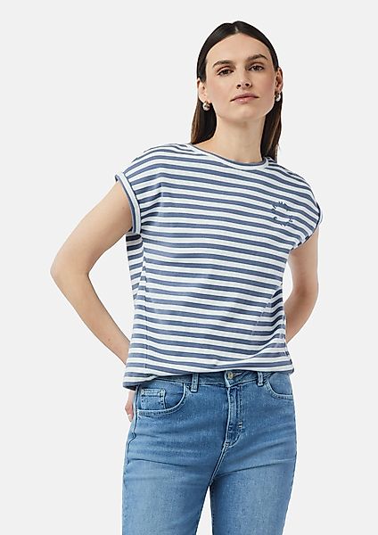 comma casual identity Shirttop Gestreiftes Baumwoll-T-Shirt günstig online kaufen