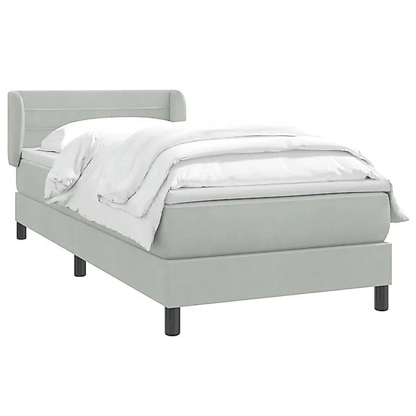 vidaXL Boxspringbett mit Matratze Hellgrau 90x210 cm Samt 3317595 günstig online kaufen
