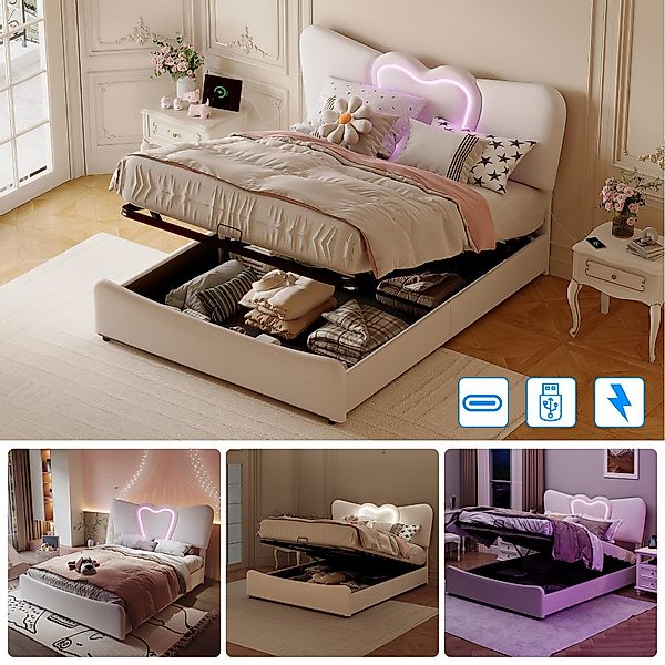 Furnishings Home Polsterbett Stauraumbett LED Kinderbett günstig online kaufen