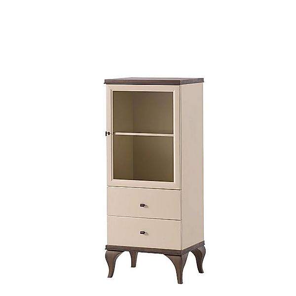 Xlmoebel Vitrine Wohnzimmerschrank aus Glas in Beige mit Holz Möbeln und An günstig online kaufen