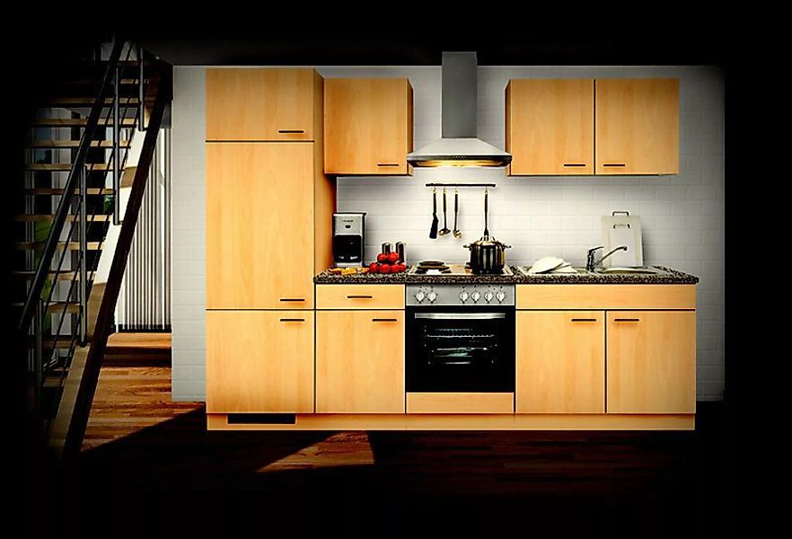 Einbauküche MANKAALPHA 3 Küche - Schränke montiert/ Küchenzeile 270 cm Küch günstig online kaufen