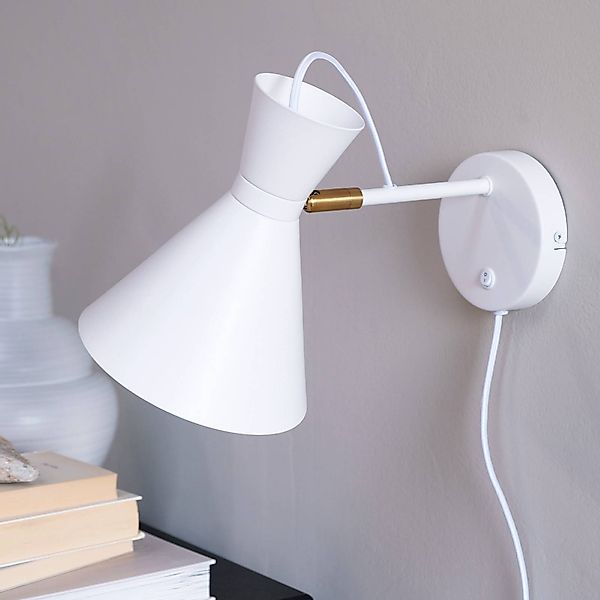 Dyberg Larsen Wandlampe Cindy, weiß, Metall, Breite 20,5 cm günstig online kaufen