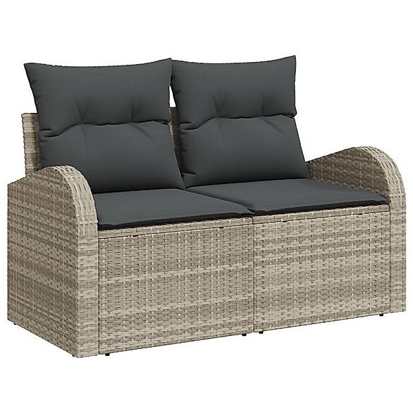 vidaXL Loungesofa Gartensofa 2-Sitzer mit Stauraum & Kissen Hellgrau Poly R günstig online kaufen