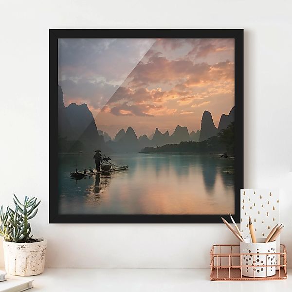 Bild mit Rahmen Architektur & Skyline - Quadrat Sonnenaufgang über chinesis günstig online kaufen