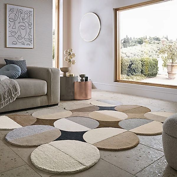 FLAIR RUGS Wollteppich »Mia Ellipse«, rechteckig, 12 mm Höhe, mit gebogenem günstig online kaufen