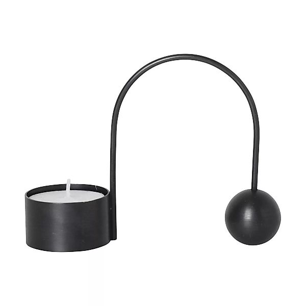 ferm LIVING - ferm LIVING Balance Teelichthalter - schwarz/LxBxH 10.6x2.6x9 günstig online kaufen