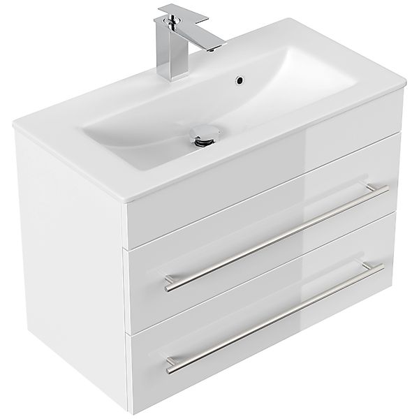 Posseik Badmöbel-Set Badmöbel Waschplatz "Portus 700 SlimLine" 70 cm weiß H günstig online kaufen