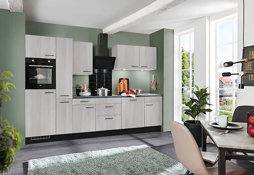 wiho Küchen Küche »Nisos«, Soft-Close, 310 cm, Backofen matt schwarz, Teles günstig online kaufen