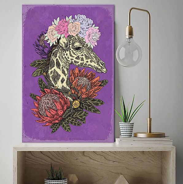 queence Metallbild "Flower Power", Giraffe, (1 St.) günstig online kaufen