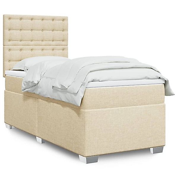 furnicato Bettgestell Boxspringbett mit Matratze Creme 90x190 cm Stoff günstig online kaufen