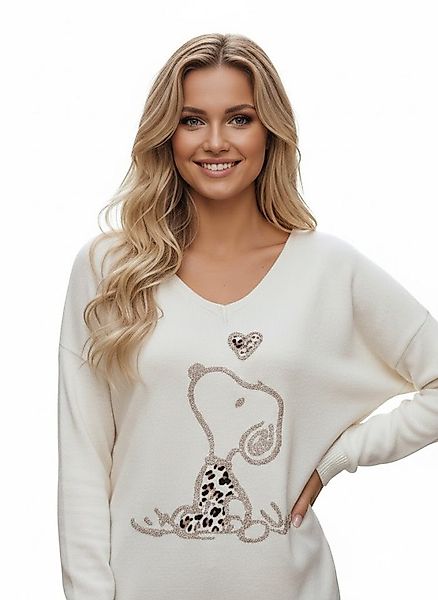 Rehoboth Moda V-Ausschnitt-Pullover Feinstrick Damen Pullover mit Comic Pri günstig online kaufen