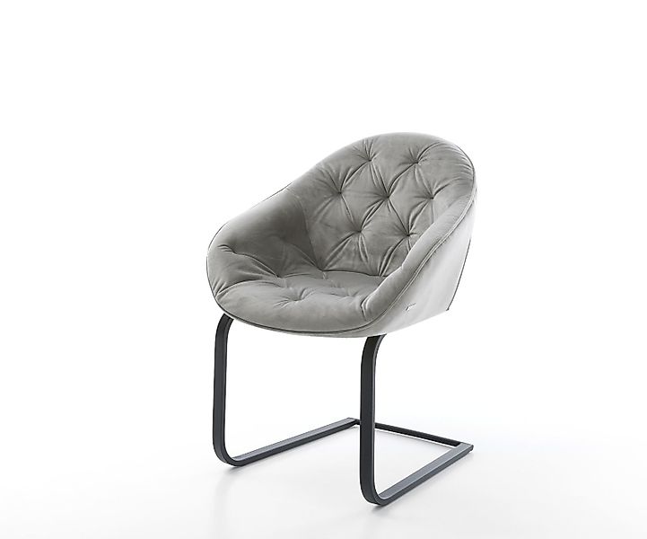 DELIFE Polsterstuhl Gaio-Flex, Freischwinger flach Schwarz Samt Grau günstig online kaufen