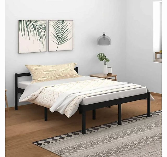 furnicato Bett Seniorenbett Schwarz 150x200 cm Massivholz Kiefer günstig online kaufen