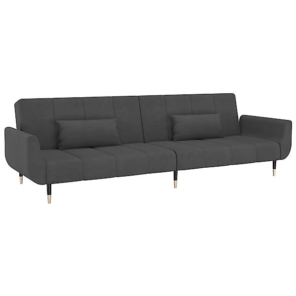 vidaXL Sofa Schlafsofa 2-Sitzer mit 2 Kissen Dunkelgrau Samt Schlafcouch Sc günstig online kaufen