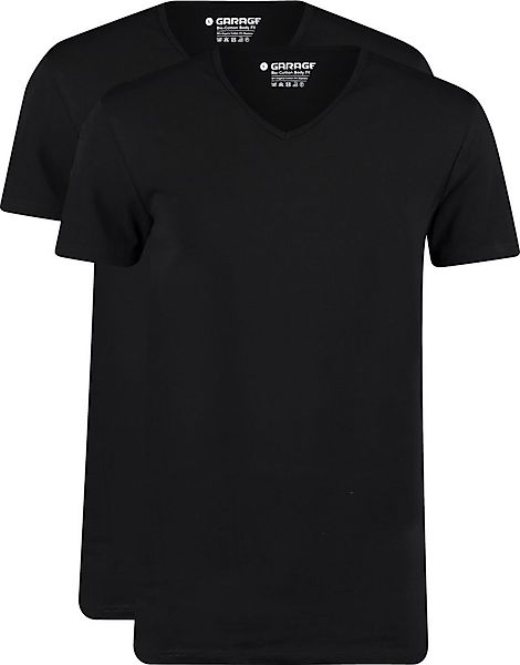 Garage 2-Pack Basic T-shirt Bio V-Ausschnitt Schwarz - Größe XXL günstig online kaufen