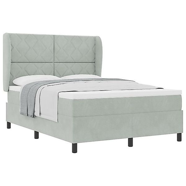 vidaXL Bett Boxspringbett mit Matratze Hellgrau 160x200 cm Samt (1-tlg) günstig online kaufen