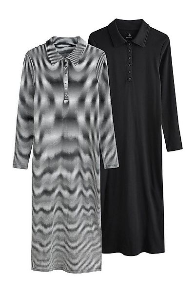 The Set Midikleid The Set Midikleider mit Rippung + Kragen, 2er-Pack (2-tlg günstig online kaufen