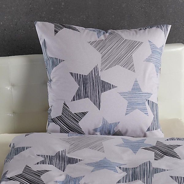 TRAUMSCHLAF Bettwäsche Sterne blau, Biber, 3 günstig online kaufen