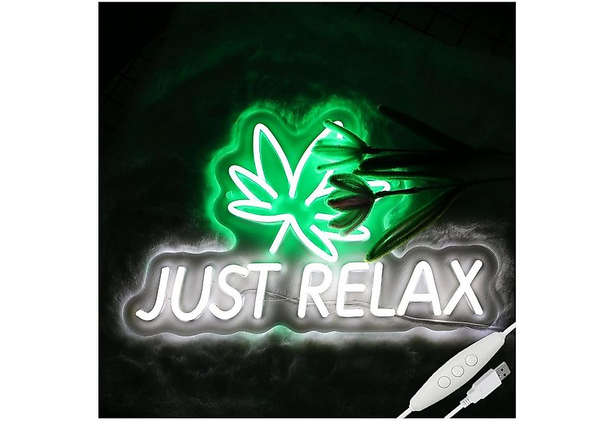 MUPOO LED Dekolicht Cannabis Just Relax Neon Schild mit Dimmbar Schalter LE günstig online kaufen