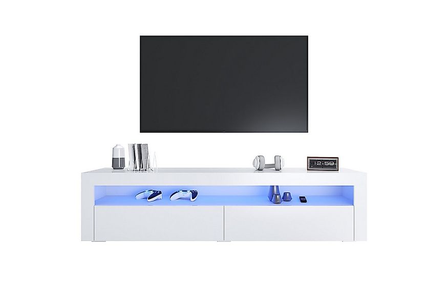 SONNI TV-Schrank TV-Schränke mit LED Beleuchtung Weiß/schwarz 120/160/180 c günstig online kaufen