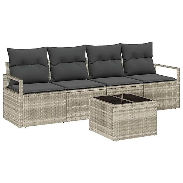 vidaXL Sofa Set 5-Tlg Hellgrau und Dunkelgrau Poly-Rattan 3346252 günstig online kaufen