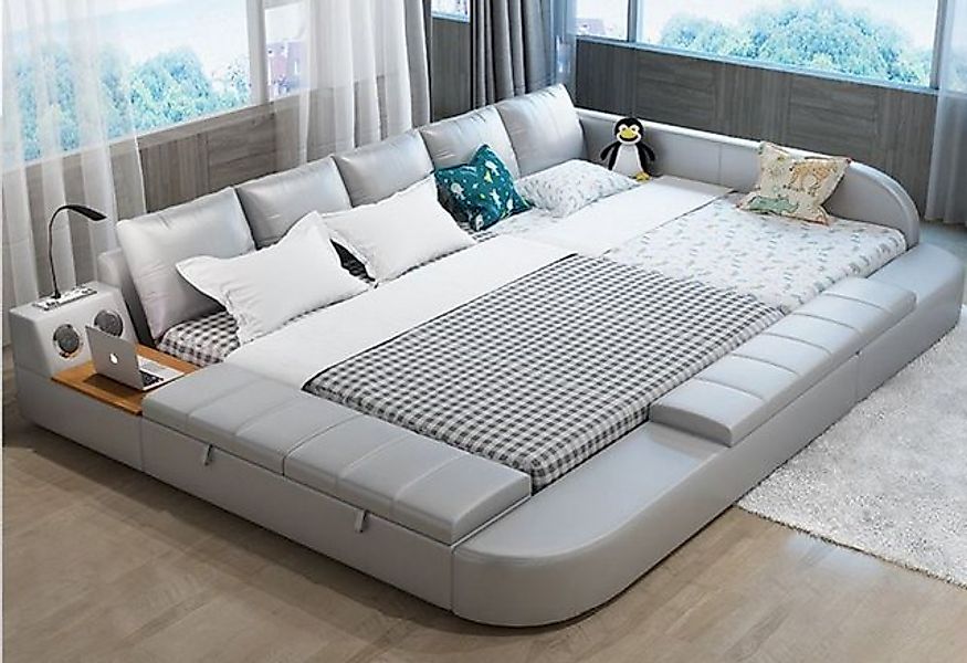 JVmoebel Bett, Multifunktion Sofa Bett xxl Big Betten Boxen USB Hotel Leder günstig online kaufen