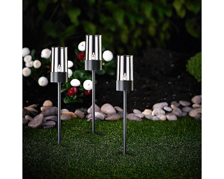 MeLiTec LED Solarleuchte Edelstahl Solarfackel, SO37-1, LED fest integriert günstig online kaufen