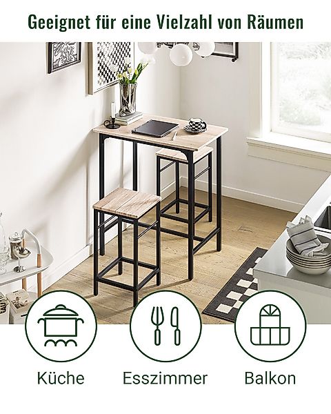 SoBuy Essgruppe Bartisch Set Esstisch mit 2 Barhockern Natur-Schwarz OGT10- günstig online kaufen