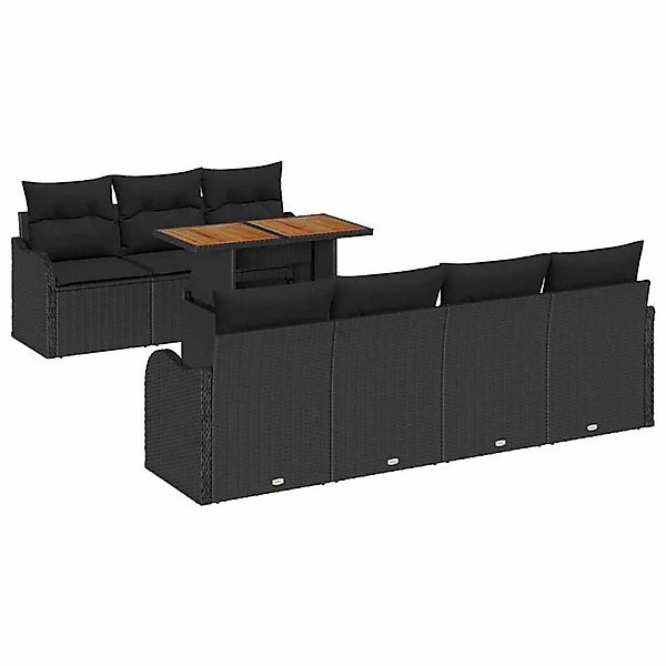 vidaXL 8-Teiliges Garten-Sofa-Set mit Kissen Schwarzes Poly Rattan 3358158 günstig online kaufen