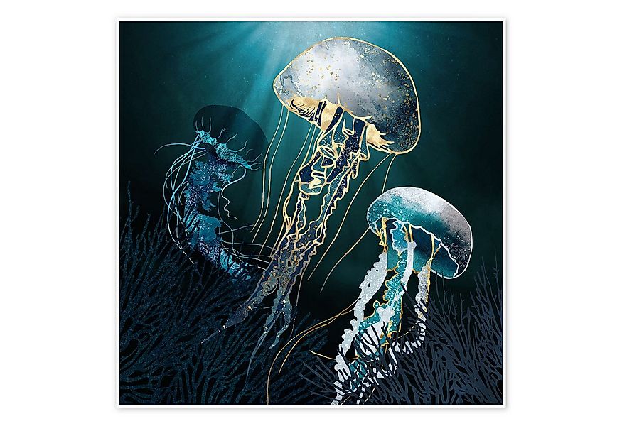 Posterlounge Wandbild Metallische Quallen in türkismetalic, SpaceFrog Desig günstig online kaufen