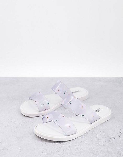 Melissa – Bubble – Sandalen in Weiß mit Gänseblümchen-Print und doppeltem R günstig online kaufen
