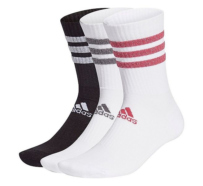 adidas Performance Sportsocken Crew Glam 3-Streifen Glitter schwarz/weiss/p günstig online kaufen