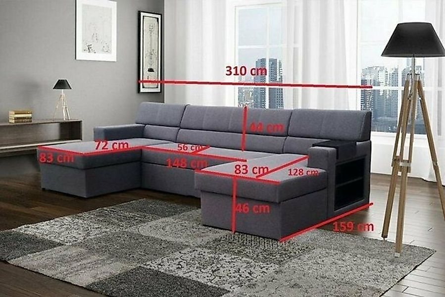 JVmoebel Ecksofa Eck Couch Polster Wohnlandschaft Bettkasten Bettfunktion S günstig online kaufen