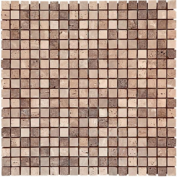 Mosaikmatte Naturstein Travertino Beige Getrommelt 30 cm x 30 cm günstig online kaufen