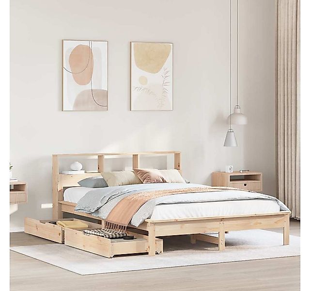 vidaXL Bett, Massivholzbett mit Regal ohne Matratze 120x190 cm Kiefer günstig online kaufen