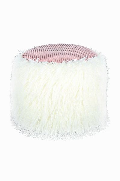 360 Living Hocker Bobtail 100 rosa grau Kord Kunstfell Styropor H/D: ca. 38 günstig online kaufen