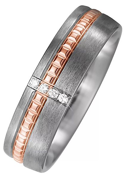 JOBO Diamantring, Titan matt mit 750 Roségold mit 4 Diamanten günstig online kaufen